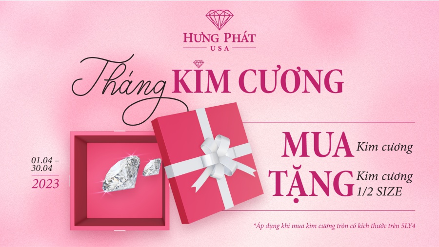 Mua kim cương tròn trên 5ly4 TẶNG NGAY viên kim cương 1/2 size